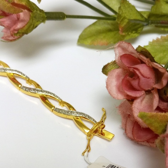 Diamond Accent 18k Gold Plate Infinity X Tennis Bracelet - Picture 5 of 5